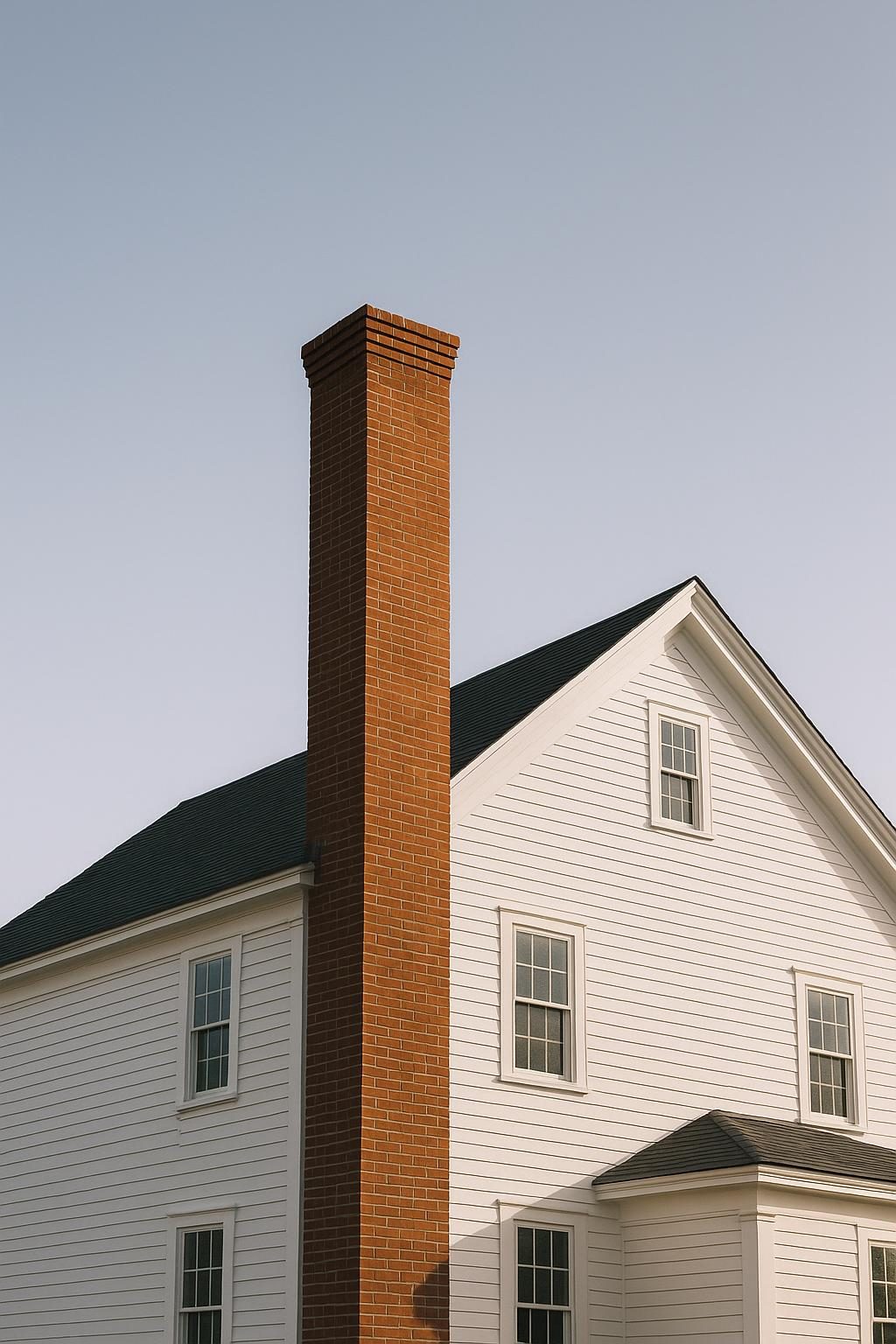 Brick chimney on a colonial house (illustration)